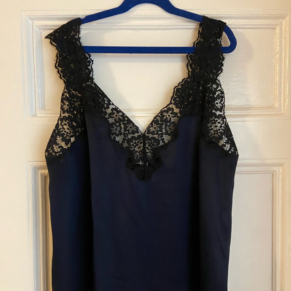 Navy and Black NYC Cami Silk Tank Size L